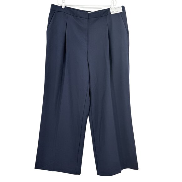 Liz Claiborne Women's Margot Wide Leg Pleated Stretch Blue Trousers Size 20W NWT - Picture 1 of 12